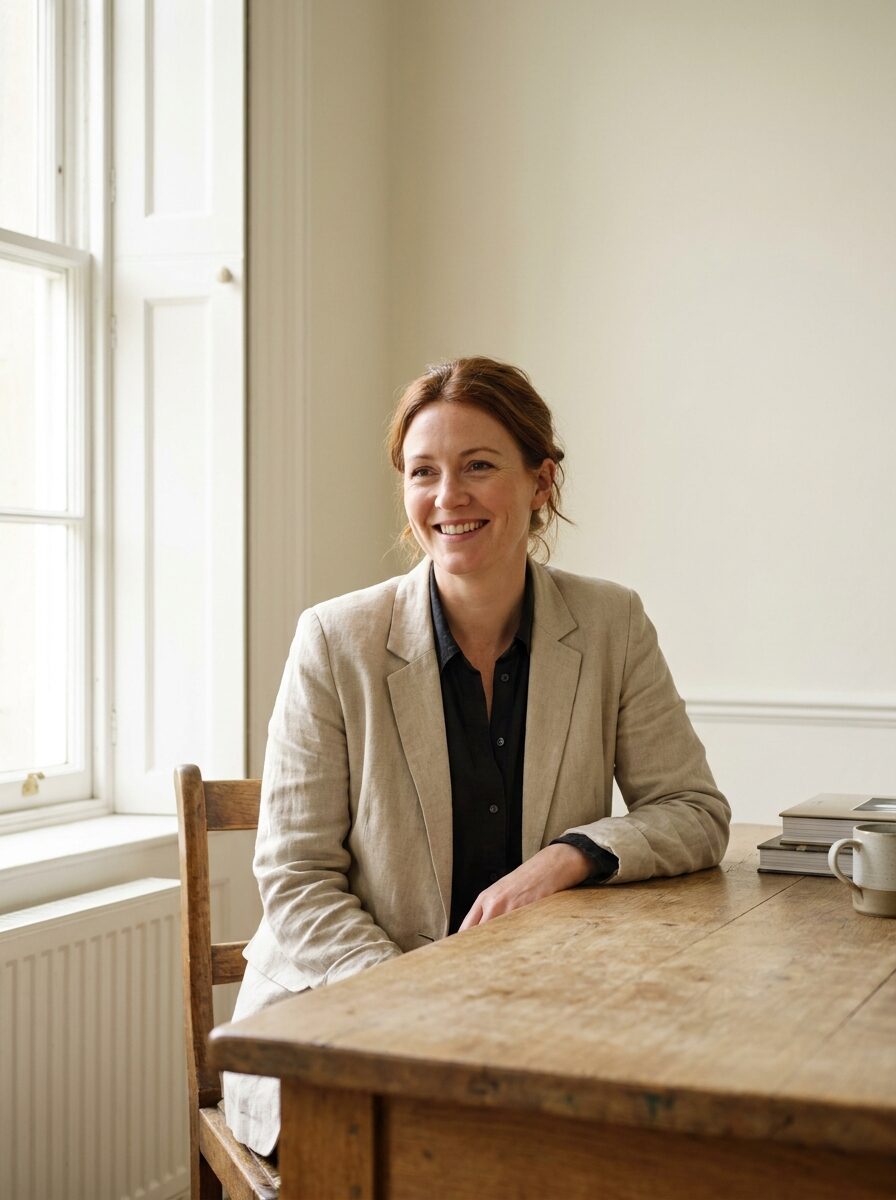Elowen Carey at the studio worktable