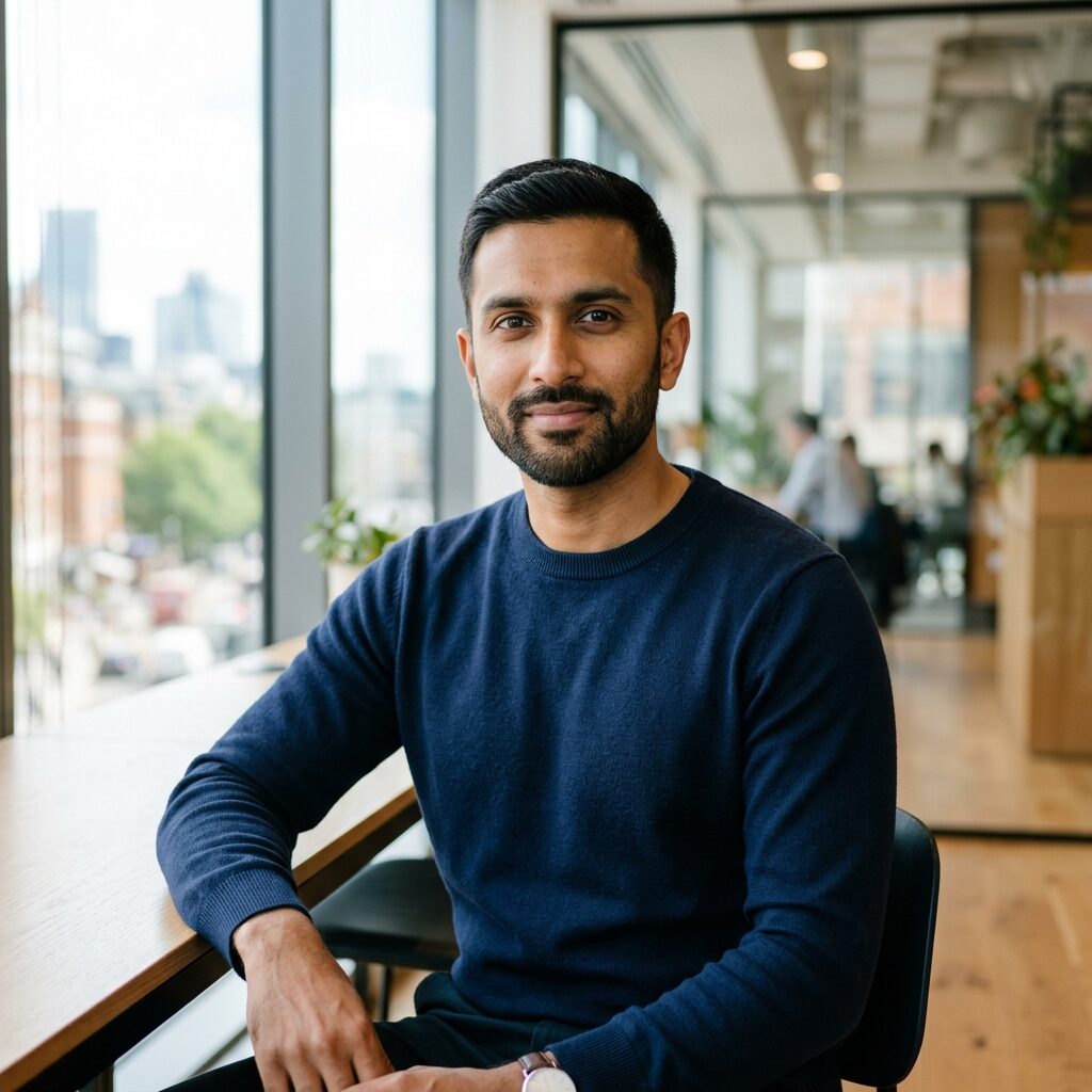 Arun Mehta, co-founder and chief executive of Ledgerly, in the London office