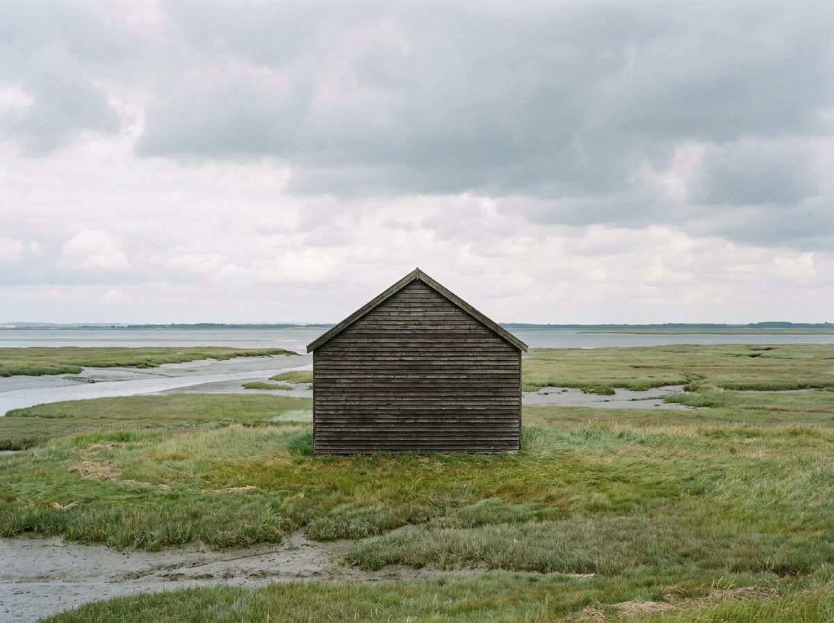 Saltmarsh Arts Store — dark timber store in the estuary landscape