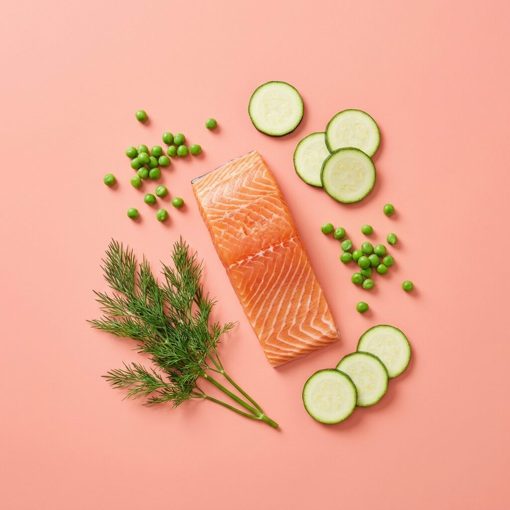 The main ingredients of Salmon & Peas