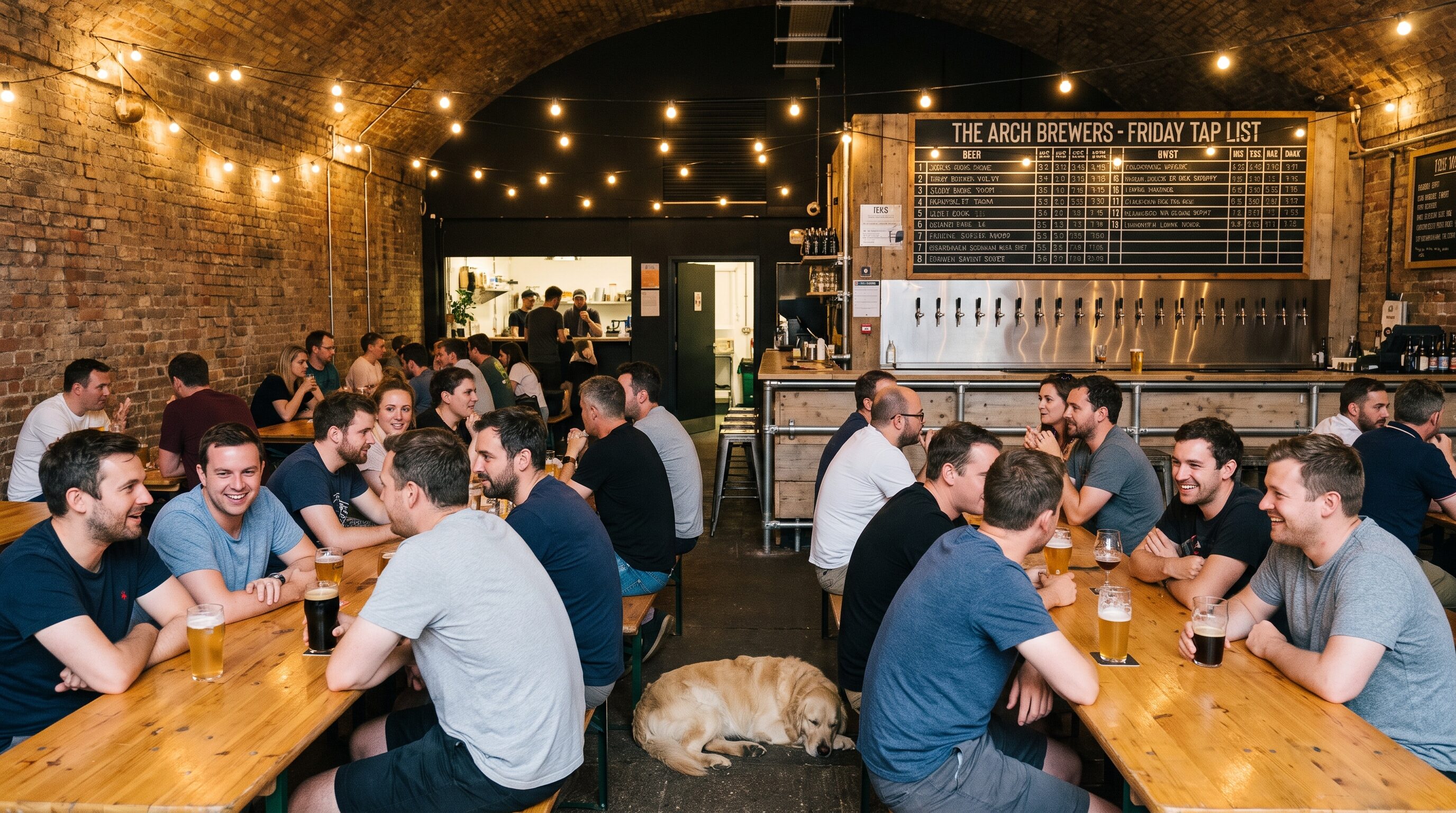 The Wolfpit taproom on a busy evening